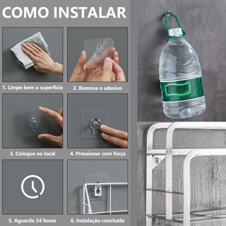 10 Pcs Gancho Inclugico Sem Unhas Transparente Pegajoso Pesado Gancho De Parede Ganchos pa...