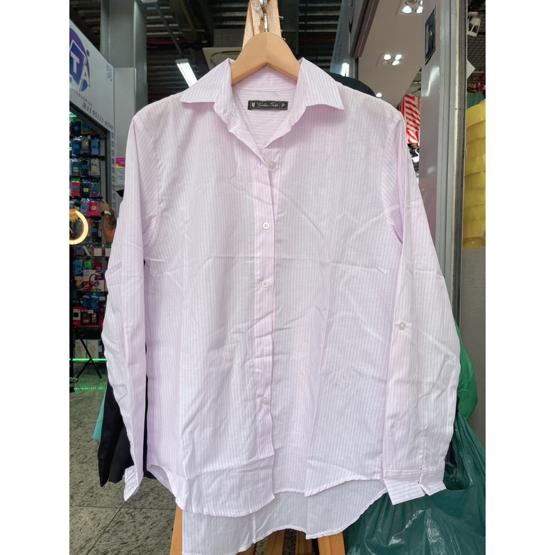 camisa listrada manga longa oversize feminina