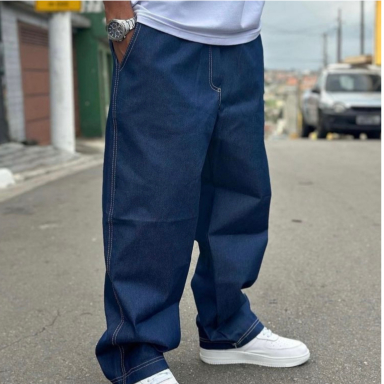calça Larga Jeans Reta Larga  baggy balao cargo  Masculina  streetwear oversized skatista adolecente