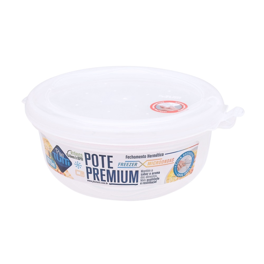 Pote Plástico Redondo Transparente 1070 Ml Micro E Freezer