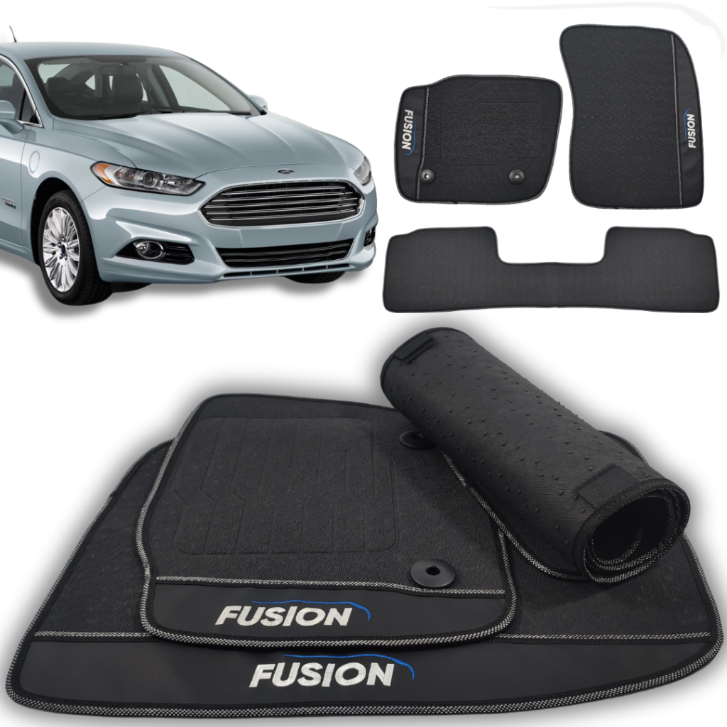 TAPETE BORRACHA PARA FORD FUSION 2013 A 2019 PRETO 3 PEÇAS LINHA PREMIUM SOB MEDIDA!