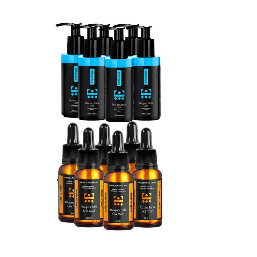 kit embaixador 6 balm para barba goot e oleo para barba goot wood