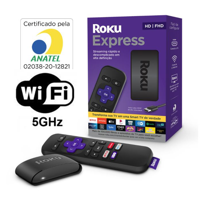 Roku Express Streaming para TV, Full HD, Com controle, Wi-fi de Banda-Dupla 5G