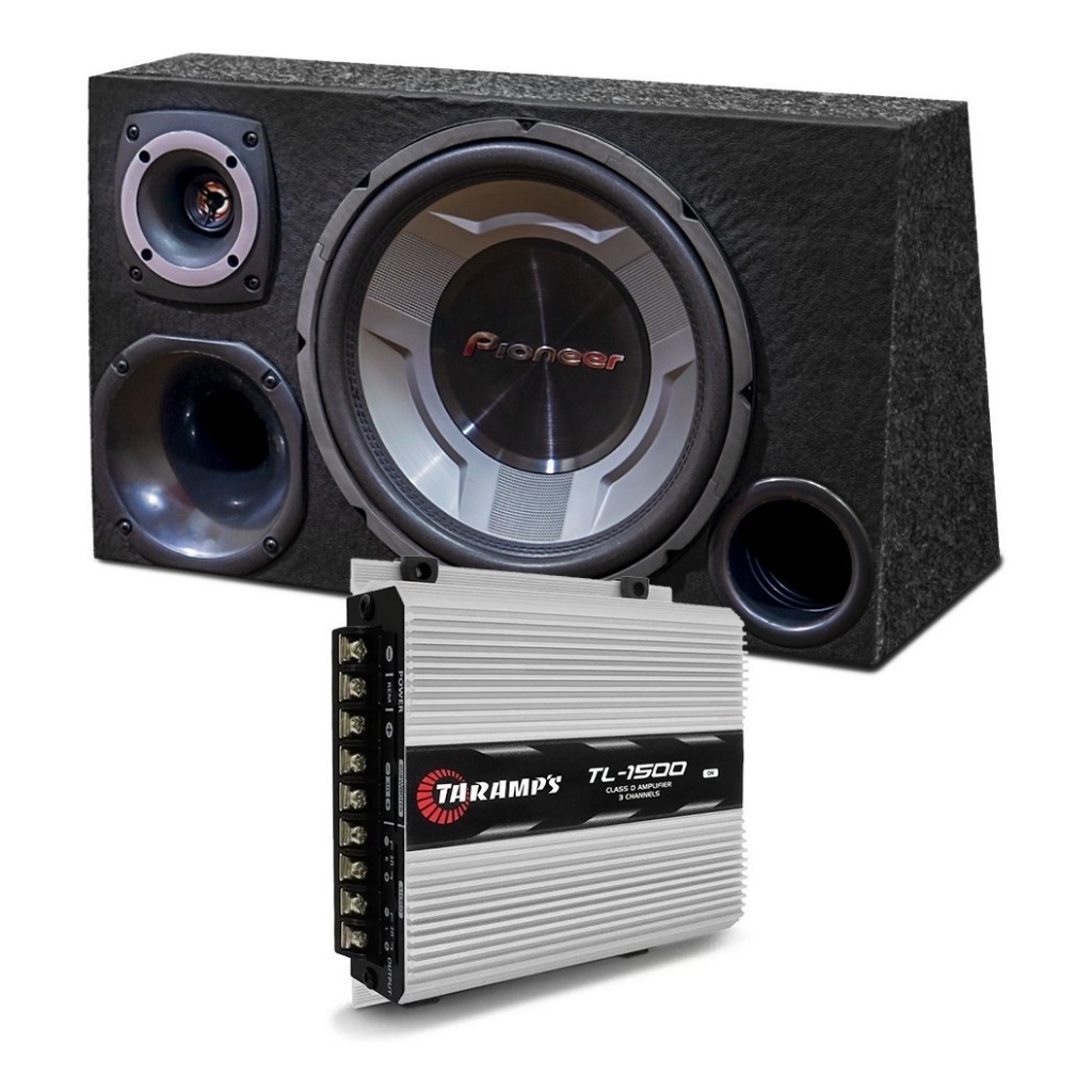 Caixa Som Automotivo Trio Completa 12 Subwoofer Pioneer + Módulo Taramps Tl 1500 em Oferta na Shopee