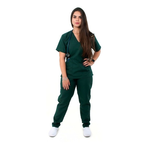 Conjunto Pijama Cirúrgico Scrub feminino Verde Escuro em Oferta na Shopee