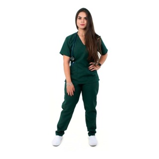 Conjunto Pijama Cirúrgico Scrub feminino Verde Escuro em Oferta na Shopee