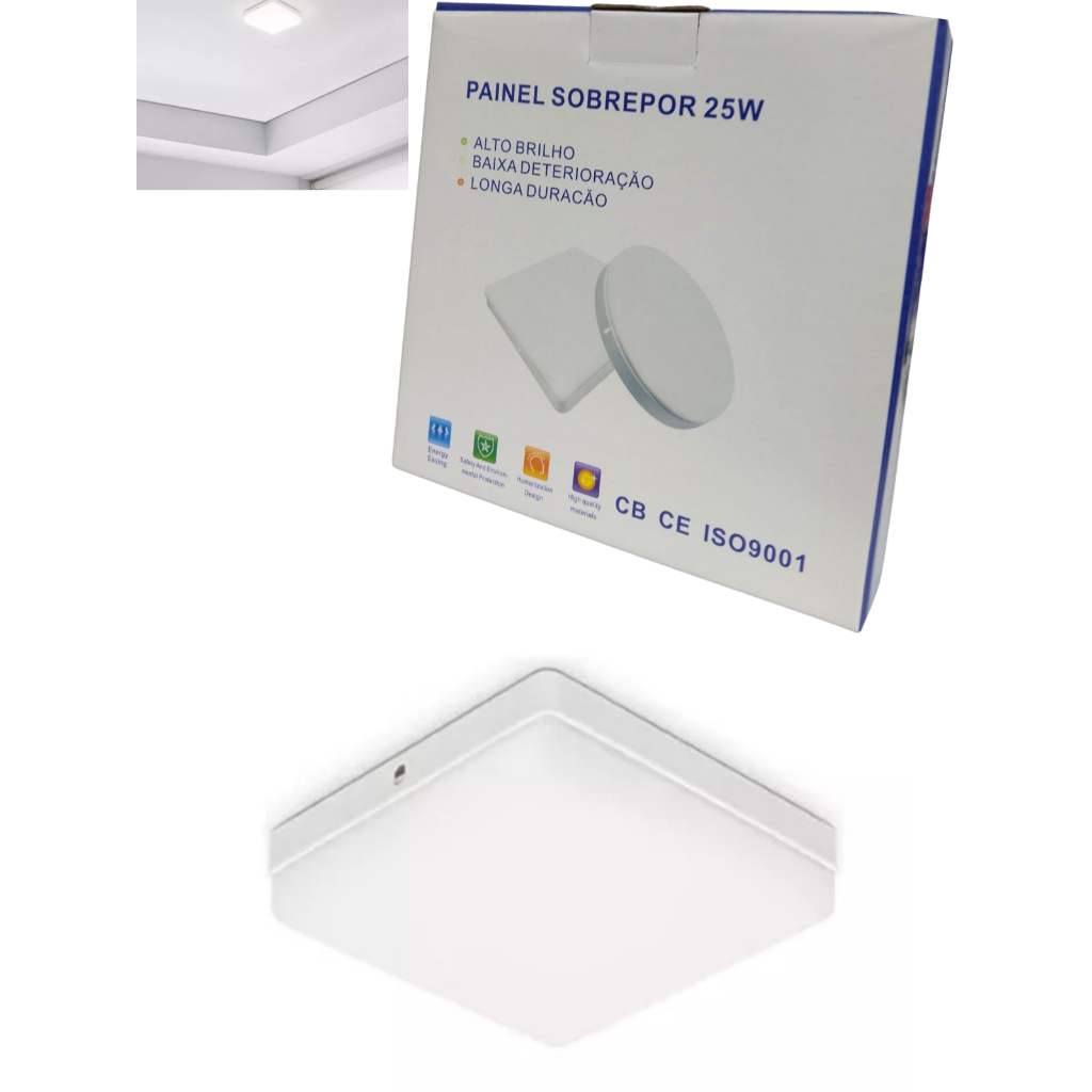 Plafon Led Borda Infinita 25W Sobrepor Quadrado Bivolt BRANCO FRIO 6500k ou NEUTRO 17CM em Oferta na Shopee