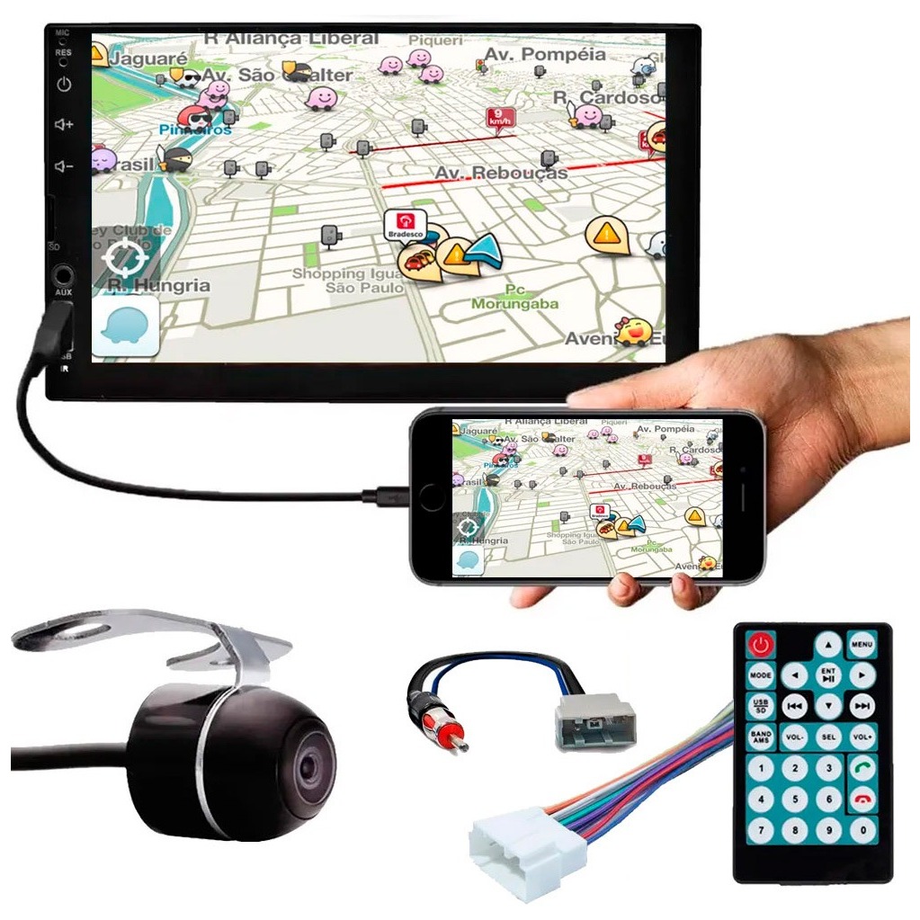 Multimídia 7" Tiida Todos os Modelos Espelhamento Bluetooth USB SD Card + Interface de Volante + Chicotes  Câmera Ré
