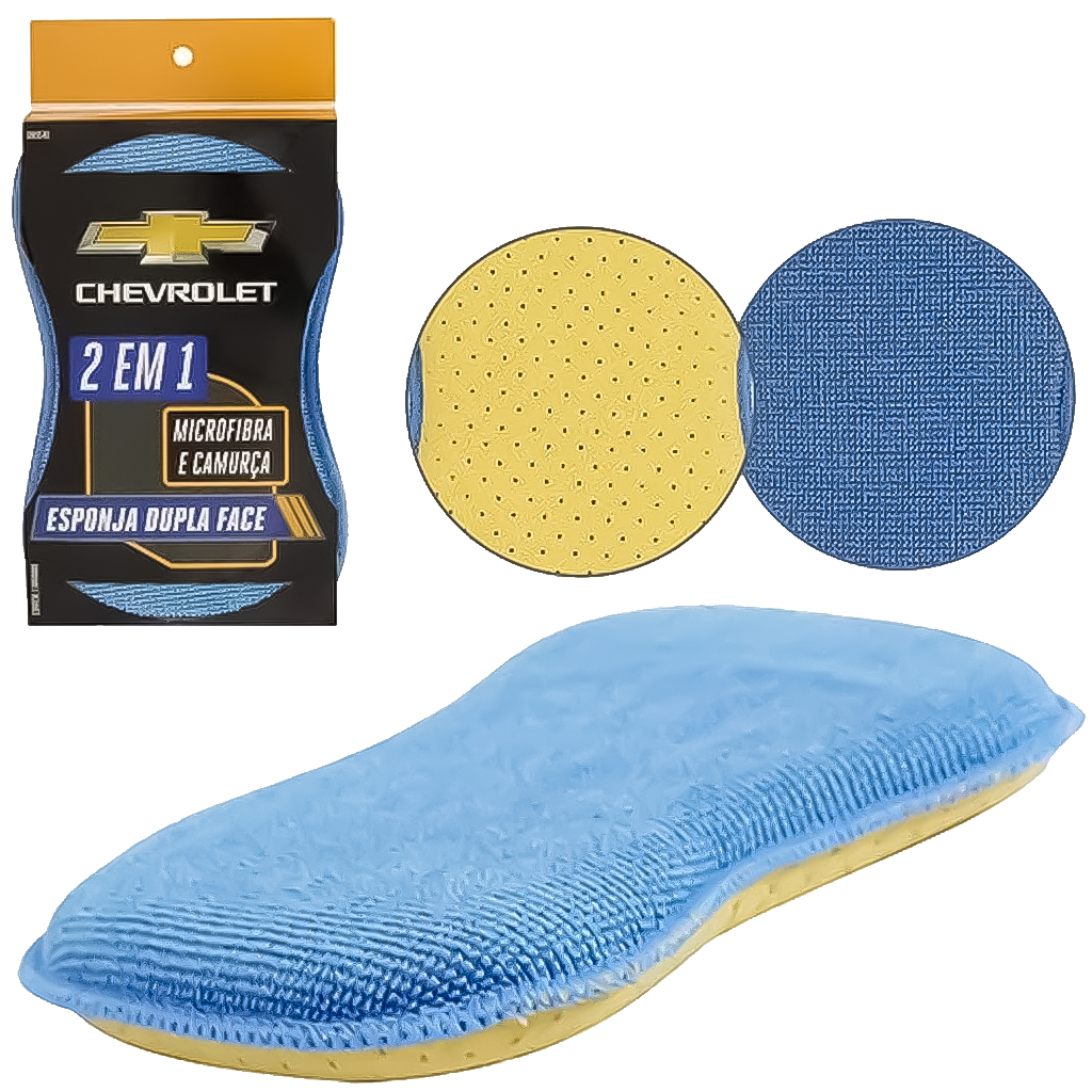 Esponja Dupla Face 2 Em 1 Microfibra E Camurça Chevrolet Para Limpeza De Espelhos E Metálicos - Spare Parts and Accessories for Vehicles