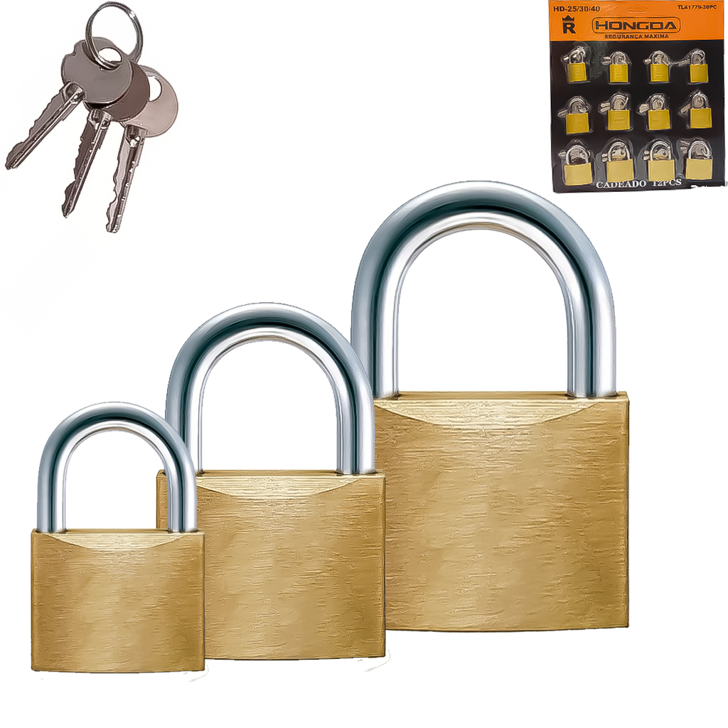 Cartela De Cadeados Kit 12 Unidades Segurança Máxima Hd 30mm-40mm-50mm Resistente Várias Utilidades em Oferta na Shopee