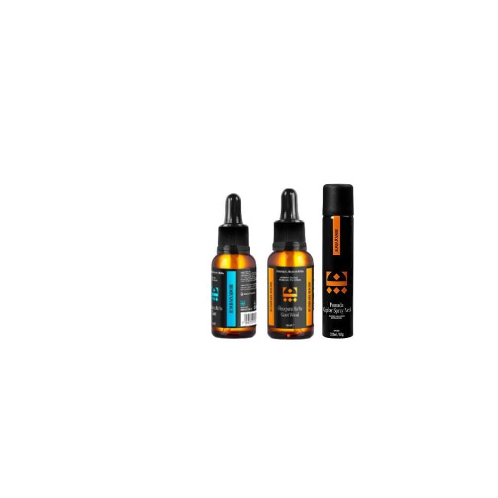 Kit Embaixador 1 Óleo para Barba Goot 30ml e Óleo para Barba Goot Wood 30ml e cera Capilar Spray Nerk