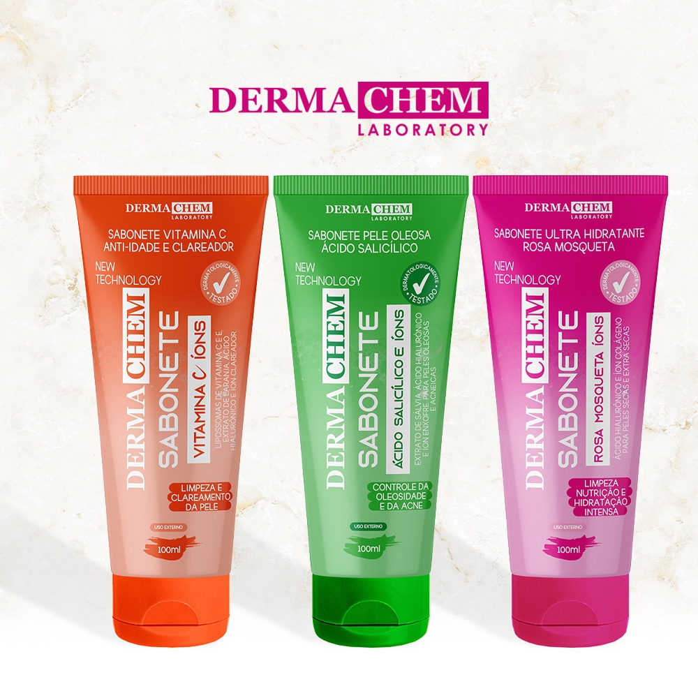 Sabonete Hidratante Limpeza e Nutrição Vitamina C Rosa Mosqueta Controle Oleosidade cosmeticos Dermachem
