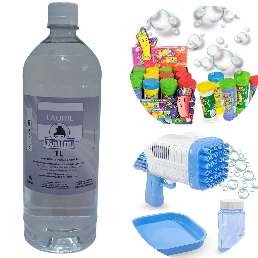 Refil para bolha de sabao canhao bolinha para criança lauril 1 litro 3 litros 5 litros