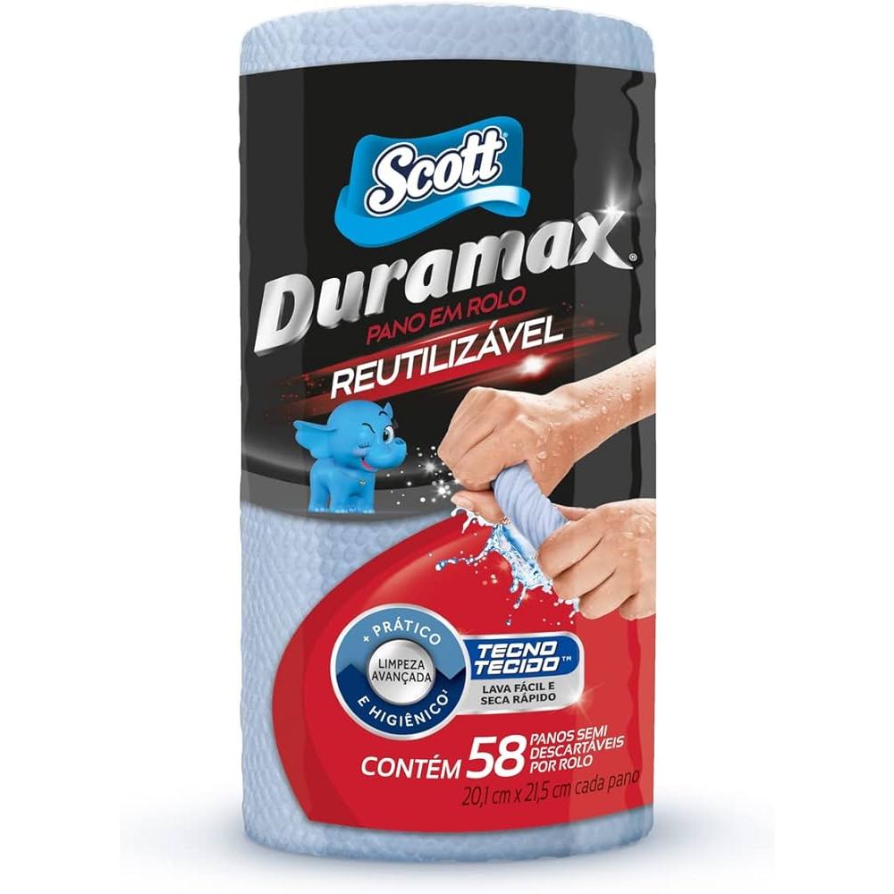 Pano em Rolo Reutilizável Azul com 58 Unidades Scott Duramax em Oferta na Shopee