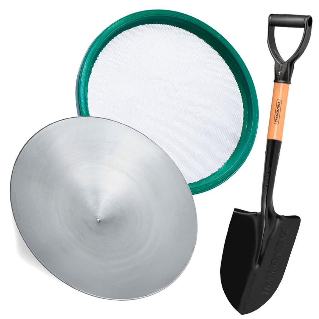 Metal Gold Kit Bateia 44cm Tradicional + Peneira Malha Fina 40cm + Pa De Bico 64cm tramontina