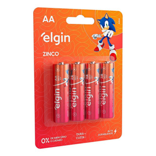 Pilha Elgin Zinco AA Cilíndrica Blister com 4 Pilhas