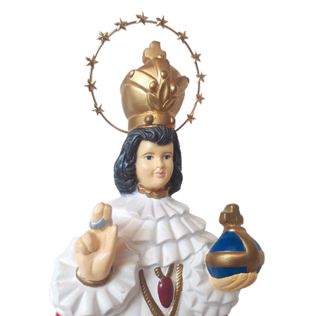 Imagem De Menino Jesus De Praga 32 Cm Aro Metal Estrelas