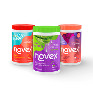 KIT CRONOGRAMA NOVEX DOCTOR RÍCINO - SUPER BABOSÃO - INFUSÃO DE COLÁGENO 1KG em Oferta na Shopee