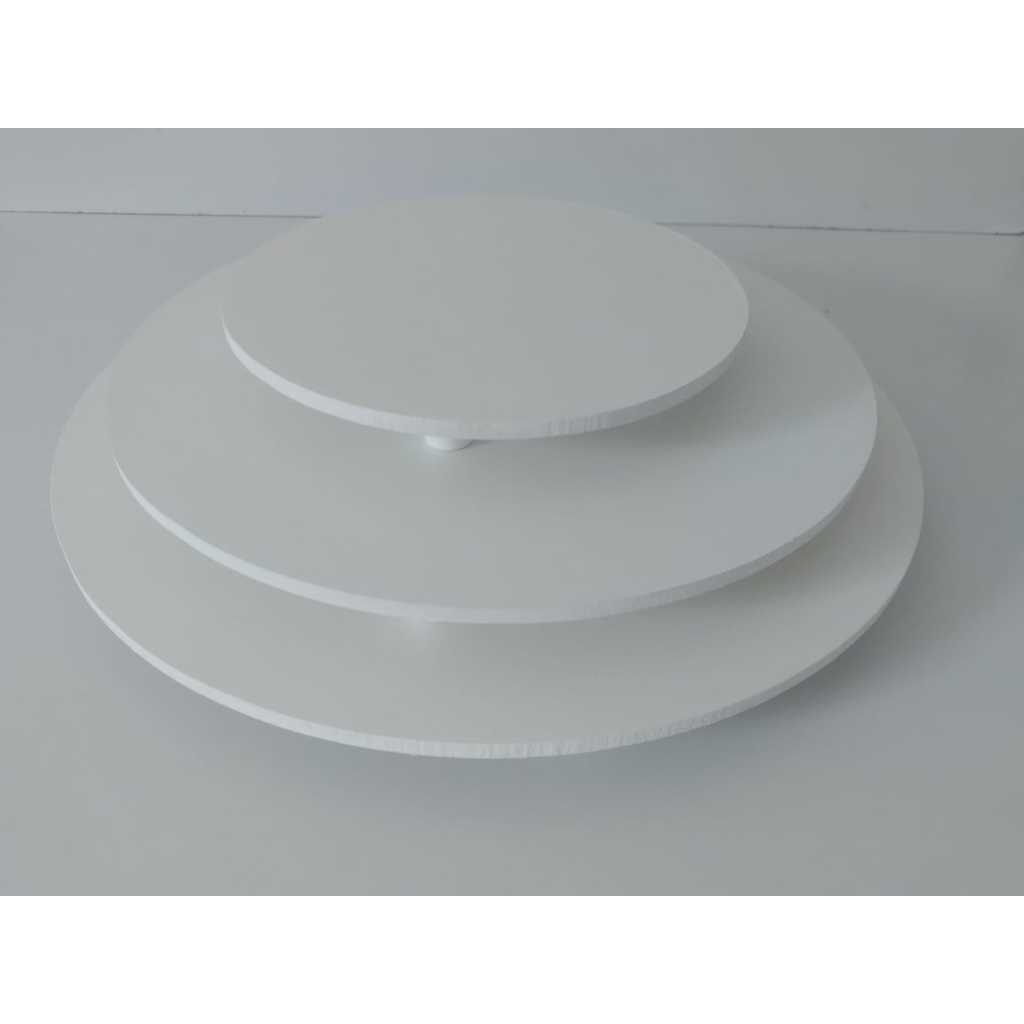 Kit Tabuleiro Redondo Para Bolo Com Pezinho Face Branca 6 Mm 3 Unidades Diametro De 25,30,35 em Oferta na Shopee