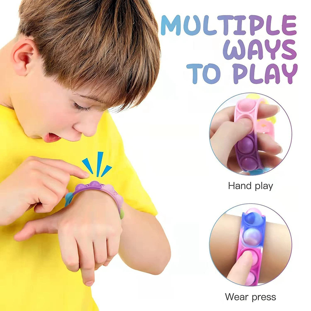 KIT 2 Uni.Pulseira Pop It Silicone Anti Stress Fidget Bolha Cores Diversas em Oferta na Shopee