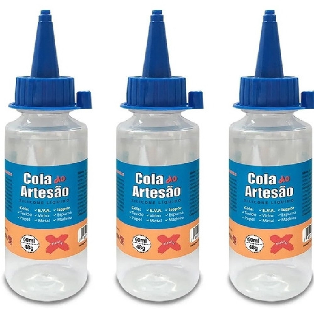 Cola Do Artesão Silicone Líquida 60ml - 03 unidades