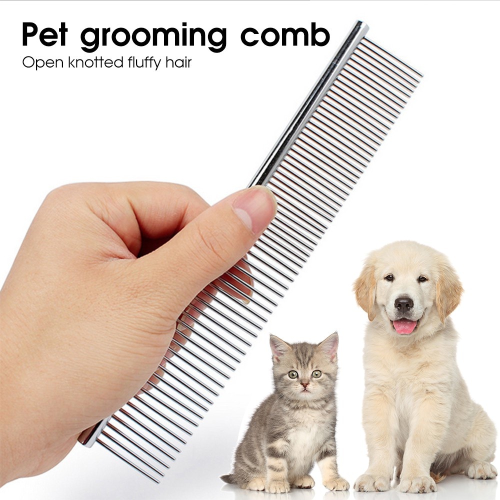 Pente Longo de Aço para Cães e Gatos para Escovar Pelos Pet Cachorro Gato P/M Pet Shop Promoção Profissional Banho e Tosa