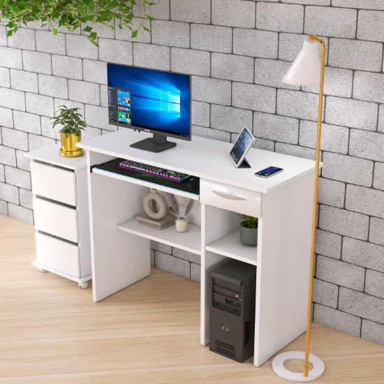 Escrivaninha Para Pc 90cm Com Suporte De Teclado E Gaveta