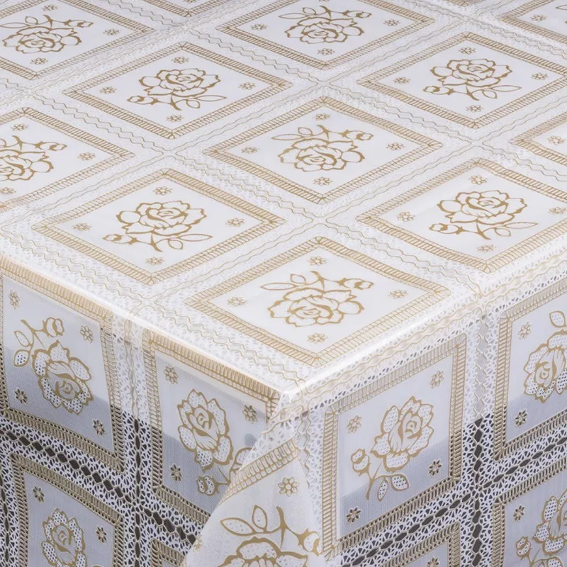 1X1,4m Toalha De Mesa Plástico Transparente Estampado Cristal Light em Oferta na Shopee