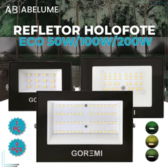 Holofote Refletor Led ECO Pro 200W Branco Frio 6500K (Luz Branca) Branco Quente (Luz Amarela) Verde (Luz Verde) | IP65