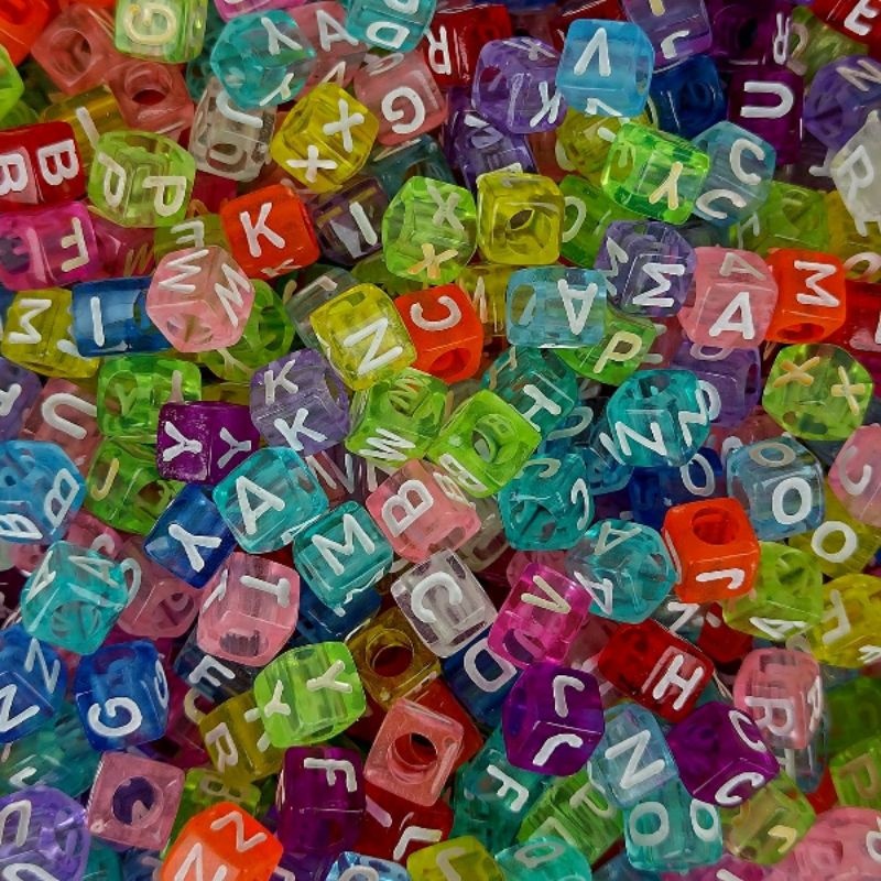 Miçanga Quadrado Letras Translúcido 600 peças em Oferta na Shopee