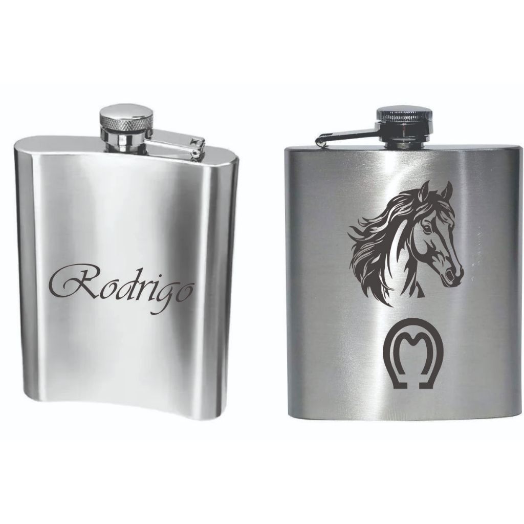 Cantil aço inox PERSONALIZADO A LASER - Nome/ Logo/símbolo - 210ml
