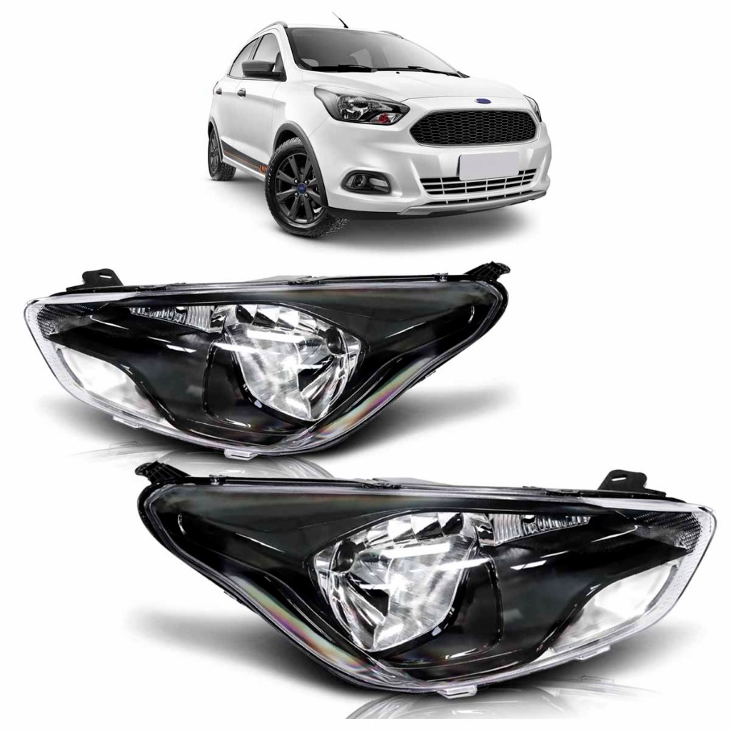 Farol Dianteiro Ka 2015 2016 2017 Máscara Negra Foco Simples Lente Lisa Acrilico em Oferta na Shopee