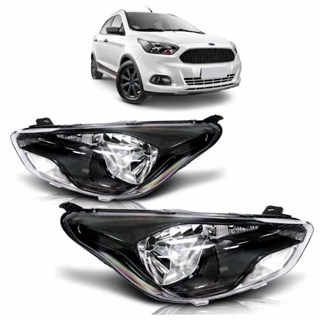 Farol Dianteiro Ka 2015 2016 2017 Máscara Negra Foco Simples Lente Lisa Acrilico em Oferta na Shopee