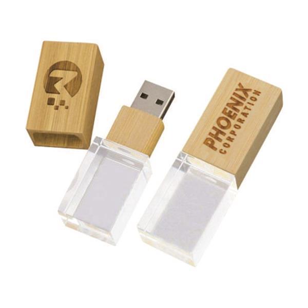 (REF-V187M) Pen Drive Cristal Bambu  Personalização a partir de 5 peças USB 2.0
