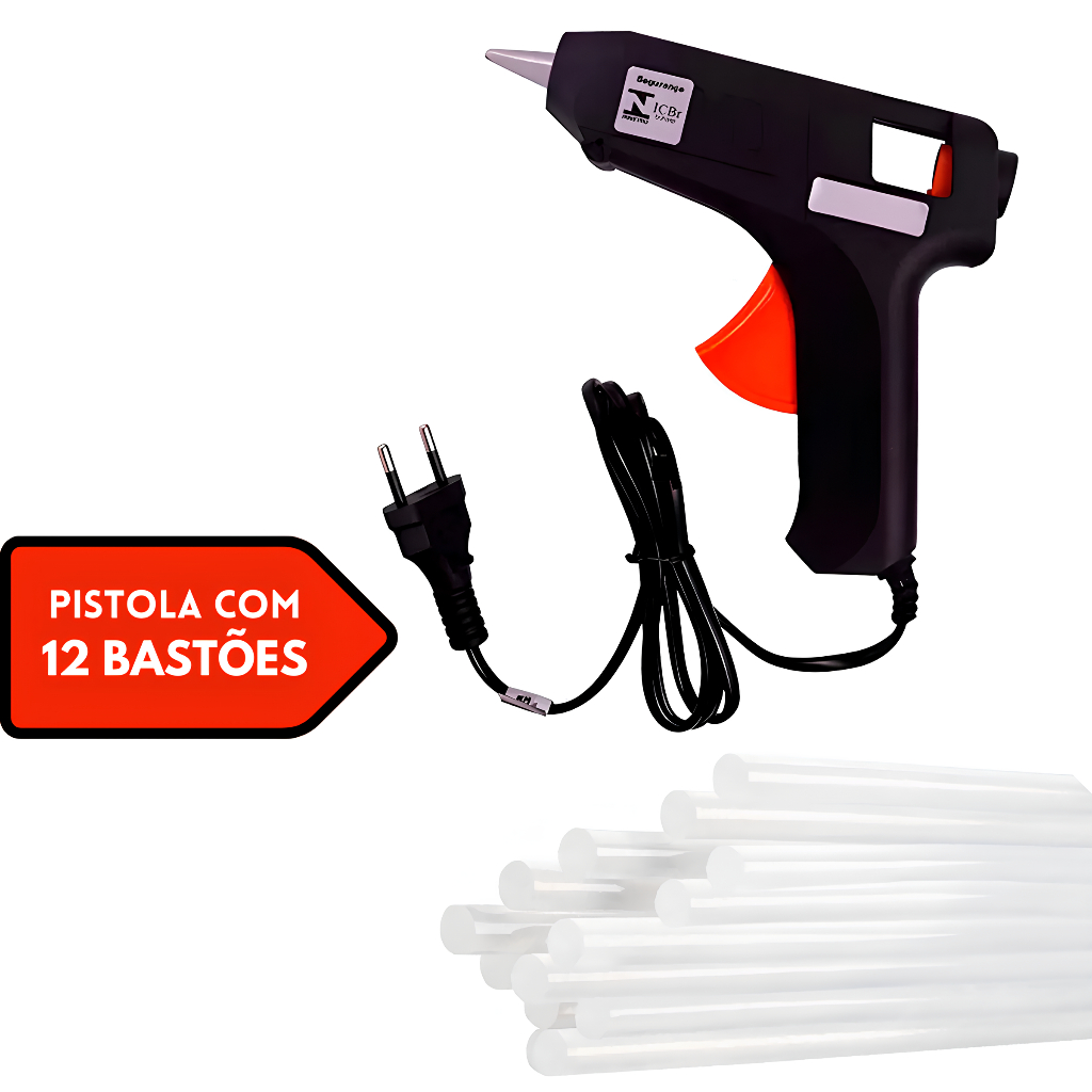 Pistola De Cola Quente Com 12 Bastões (110v e 220v) Profissional Bivolt em Oferta na Shopee