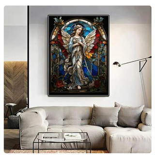 Quadros Decorativos Religioso Anjo Asa Abstrato Igreja Fé Amor Confia Nele Arcanjo Santo Jesus Colorido Aquarela Minimalista Judá Capela Missa Decorações Moldura Parede Quarto Sala