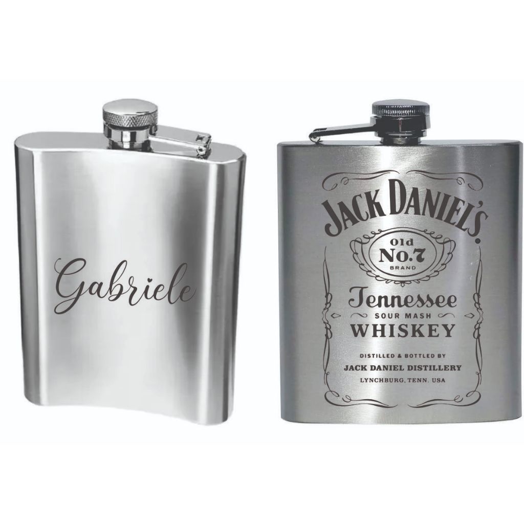Cantil aço inox PERSONALIZADO A LASER - Nomes/ Simbolos/Desenho - 210ml