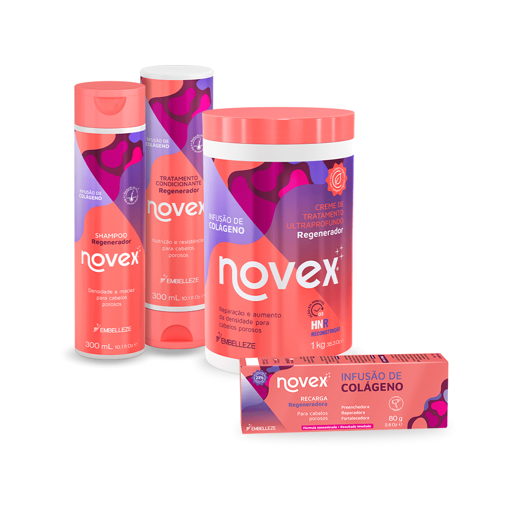 Kit Novex Infusão de Colágeno Shampoo e Condicionador, Máscara de Tratamento e Carga de Infusão de Colágeno - Beauty