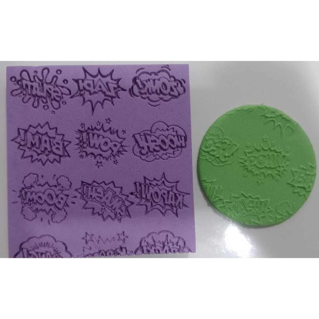 Marcador textura tema onomatopeia/ super heróis/ bang, pow, zap 12X10 MATERIAL EVA