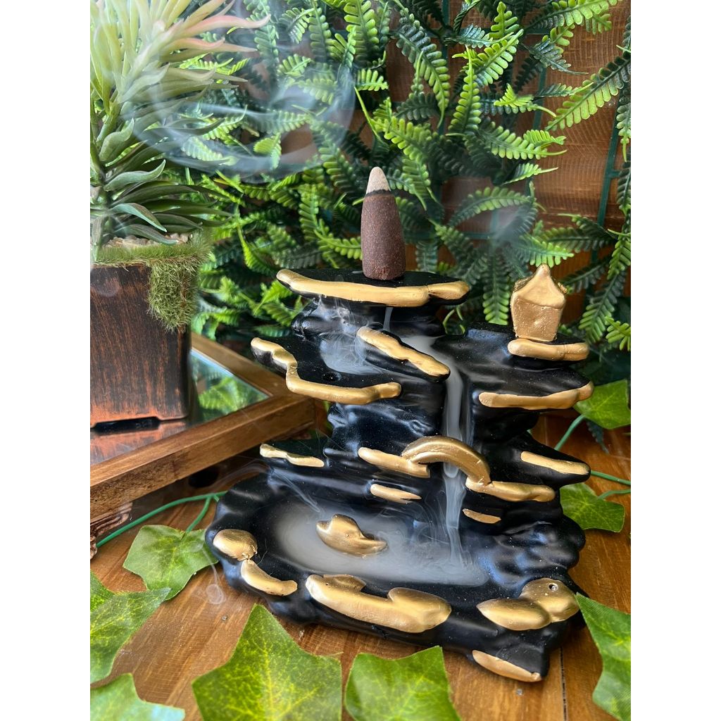 Imagem Porta Incenso Cascata Fumaça e Vareta 2 em 1 Decoração Sala