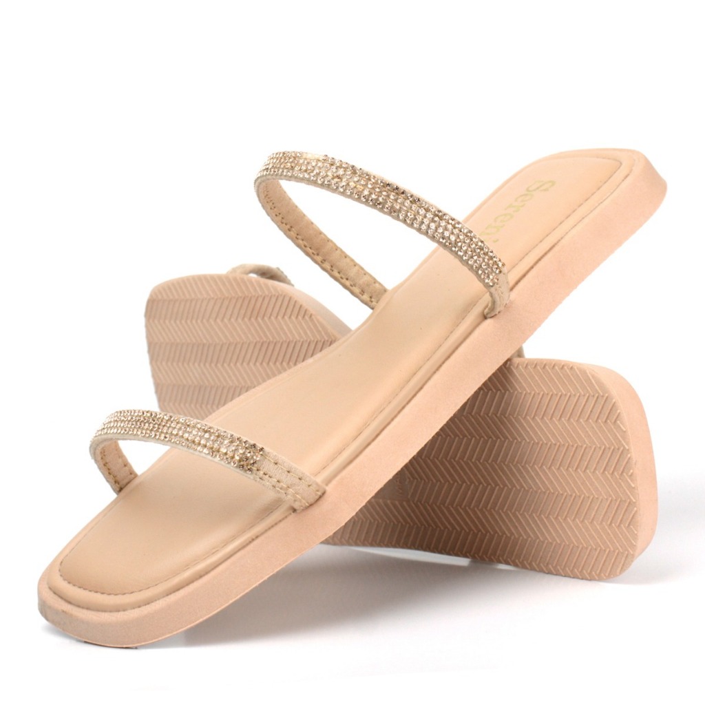 Sandalia Papete Birken Glitter Feminina Chinelo Confortavel Brilho Rasteirinha Strass Tendência Moda