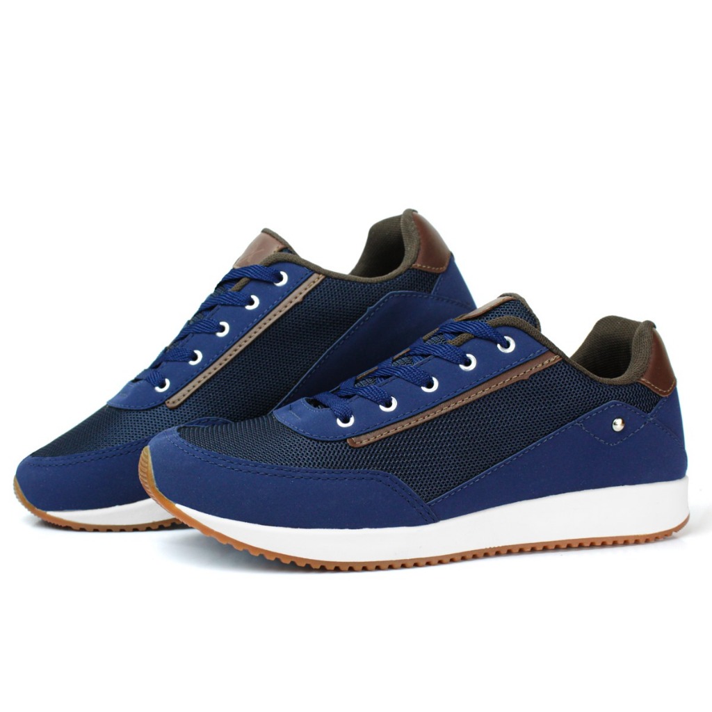 Sapatênis Casual Masculino Azul Tênis Jogger Confortável Leve Sola de Borracha Social Moda Masculina