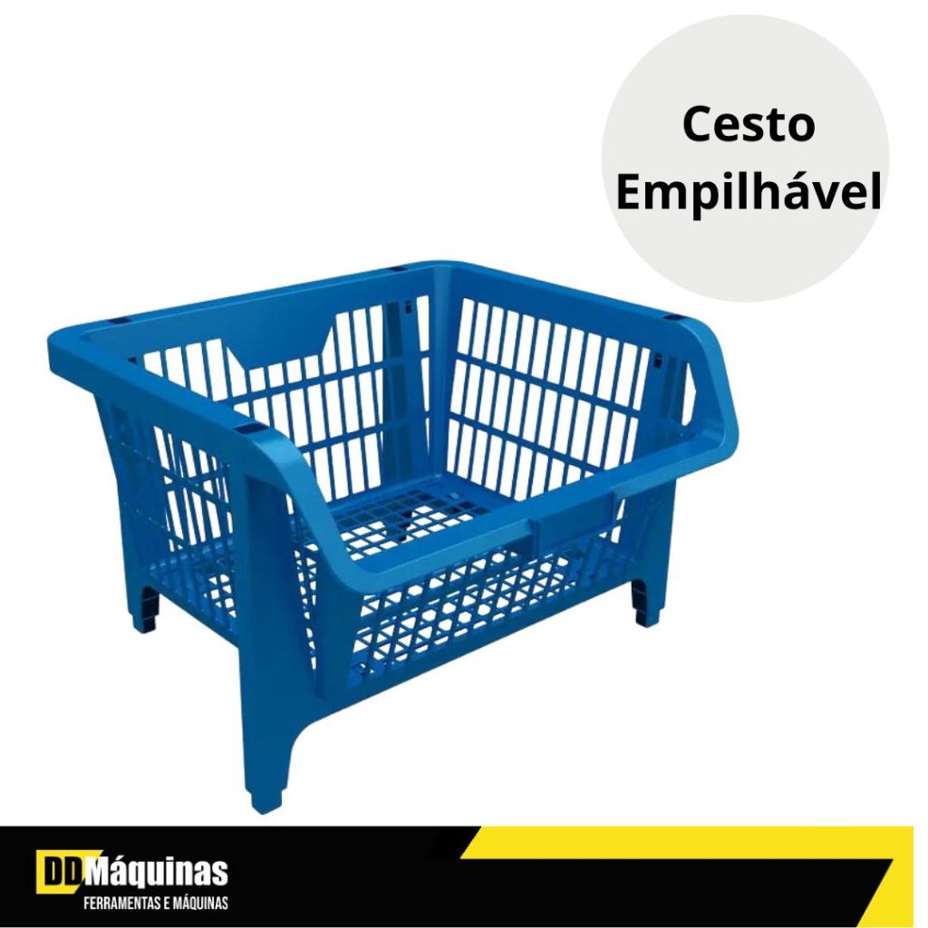 Cesto Plástico Empilhável Azul- Presto