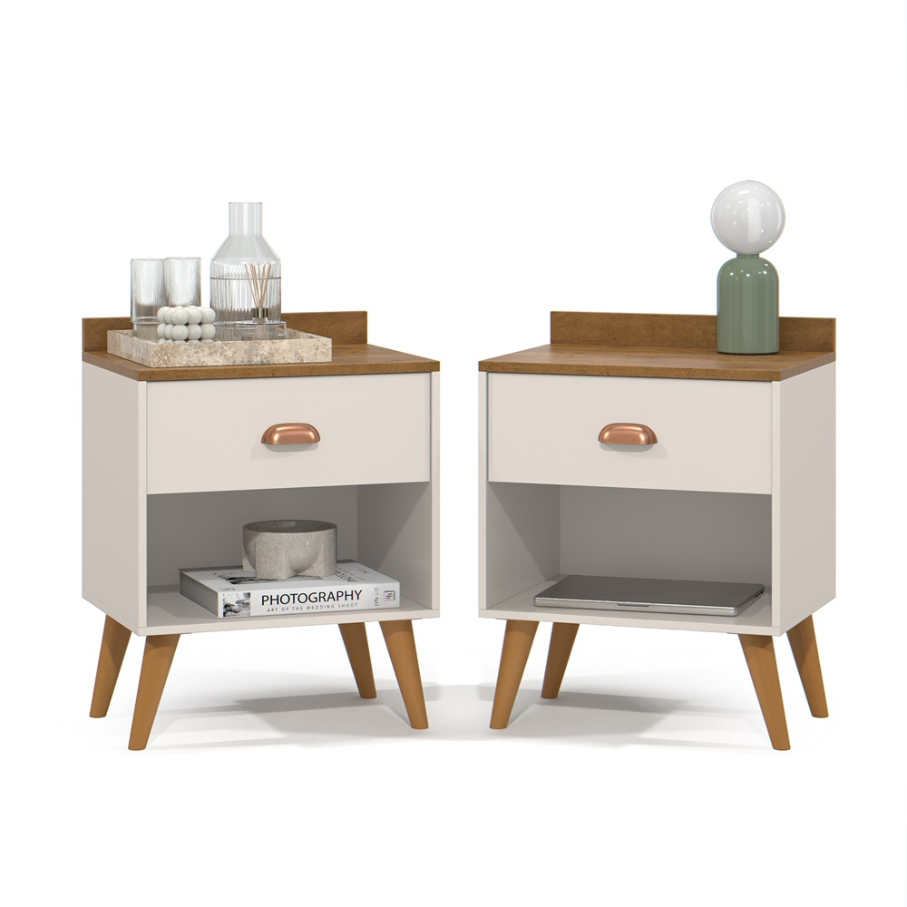 Kit com 2 Mesa de cabeceira Pérola pé palito - Cores