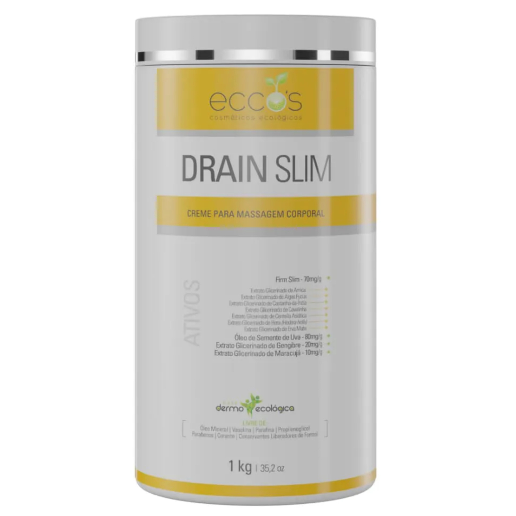 Creme Massagem Corporal Anti Celulite Drain Slim 1kg Eccos