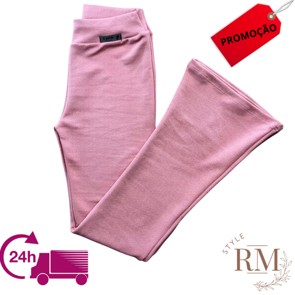 Calça Flare Crepe Juvenil Feminina Casual Lisa Infantil em Oferta na Shopee