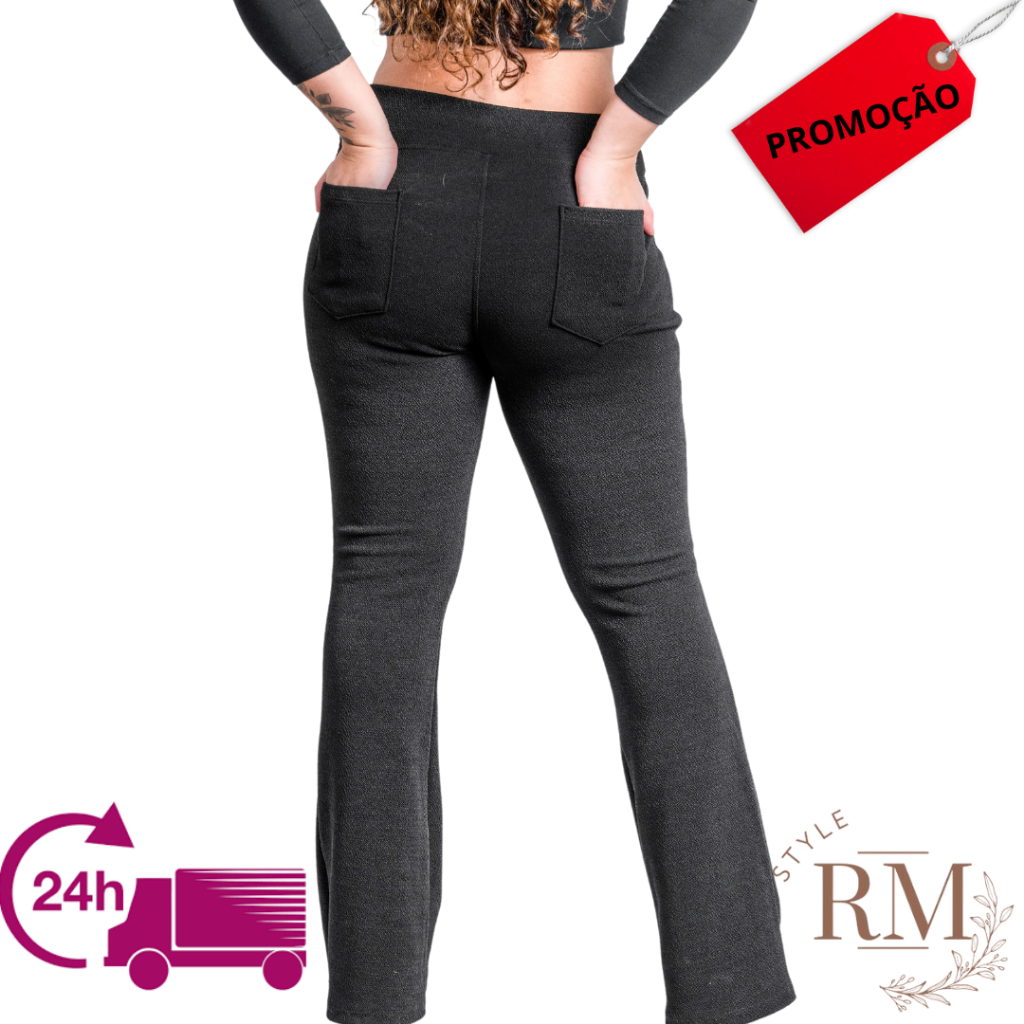 Calça Flare  Malha Crepe Tecido Prime Adulto Feminino em Oferta na Shopee