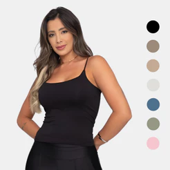 Regata Alça Fina em Poliamida Blusa com Forro Blusinha