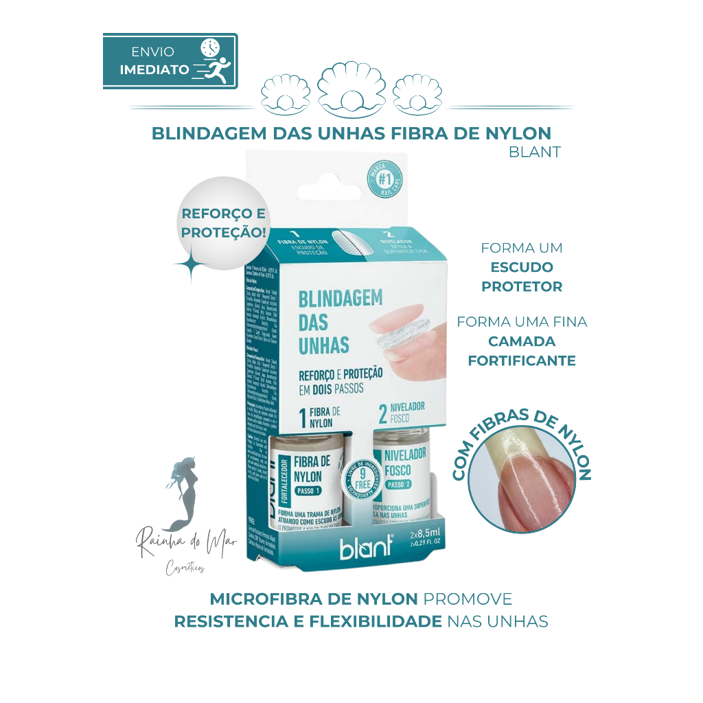 Kit Blindagem Das Unhas Fortalecedor Concreto Com Fibra de Nylon + Nivelador Fosco -Blant