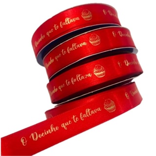 Fita De Cetim 22mm 50metros Personalizada com seu logo/loja em Oferta na Shopee
